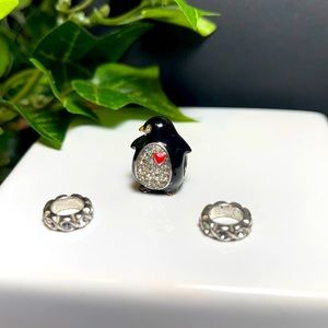 BRIGHTON BRACELET CHARMS BLACK PENGUIN & SPACERS